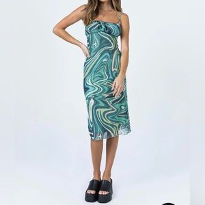 Harper Midi Dress Green NWT